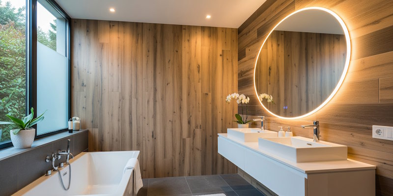 Illustration of wood-effect wall panels